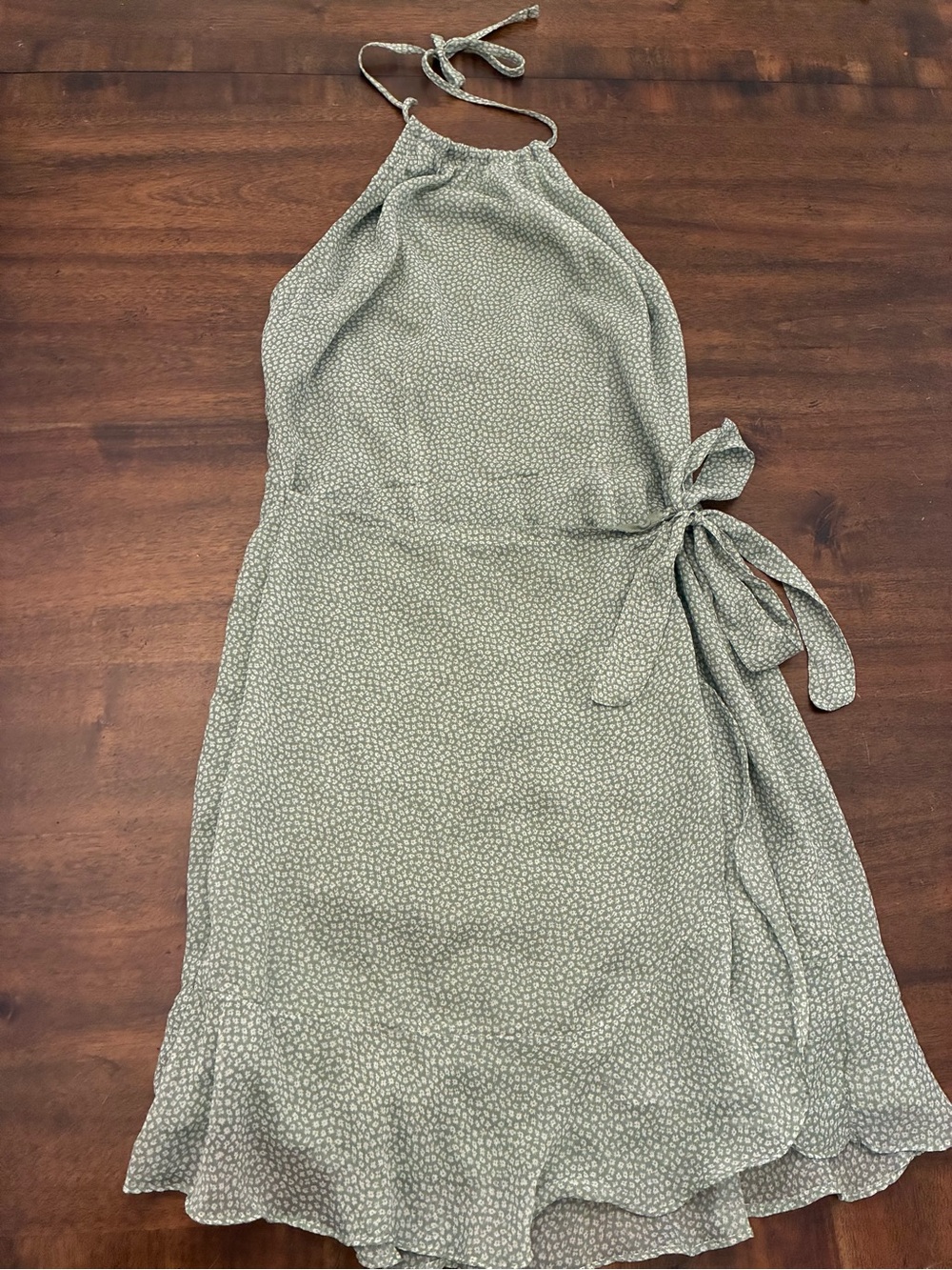 Abercrombie & Fitch Sage Green Halter Mini Dress. small tall